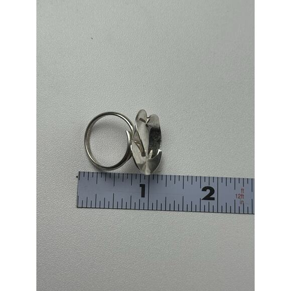 Abstract Flower Modernist Sterling Silver Ring Adjustable Size 8, 9, 10 - Picture 2 of 11
